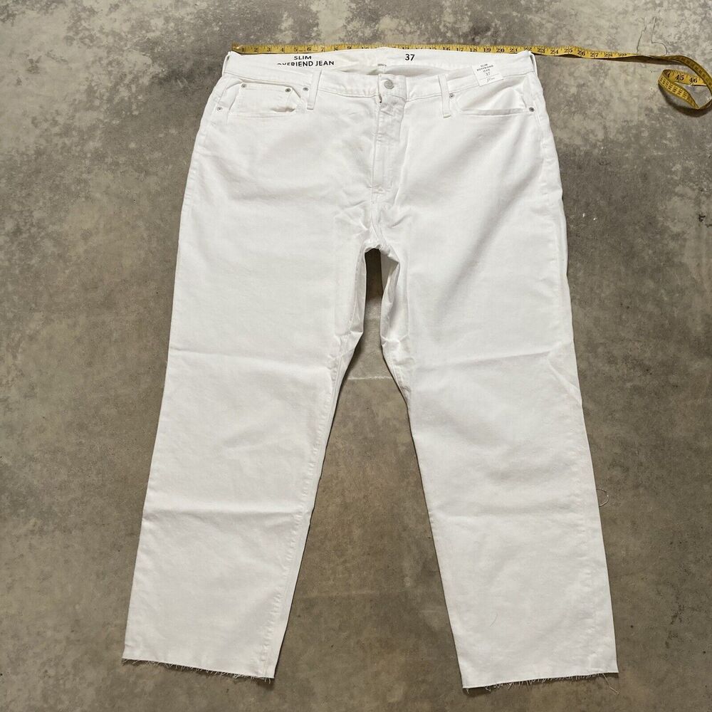 J Crew Jeans Womens 37 Slim Boyfriend High Rise‎ Raw Hem White